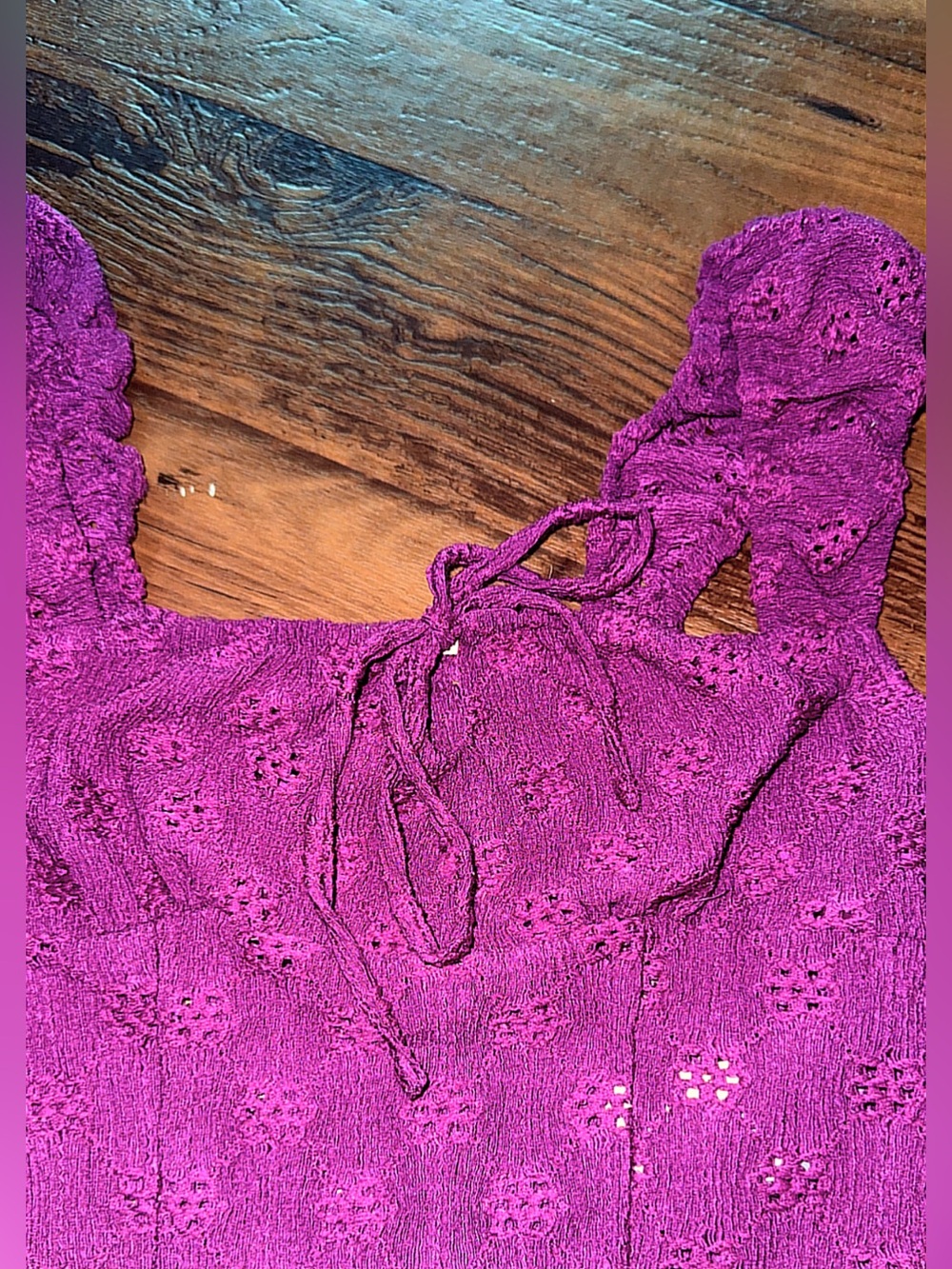 Pristine Kimchi Blue Anais Purple Eyelet Top Size: Small - Picture 6 of 10